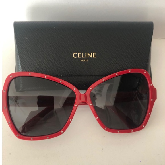 CELINE Red Acetate Crystal Butterfly Sunglasses CL4066IS - Picture 8 of 13